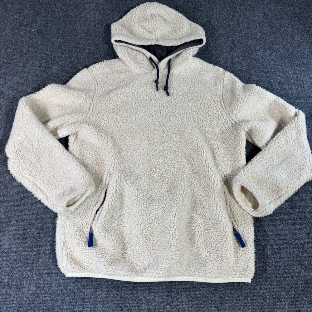 Chubbies Sherpa Fleece Hoodie Cream Off White Pullover Mens Small Women Medium